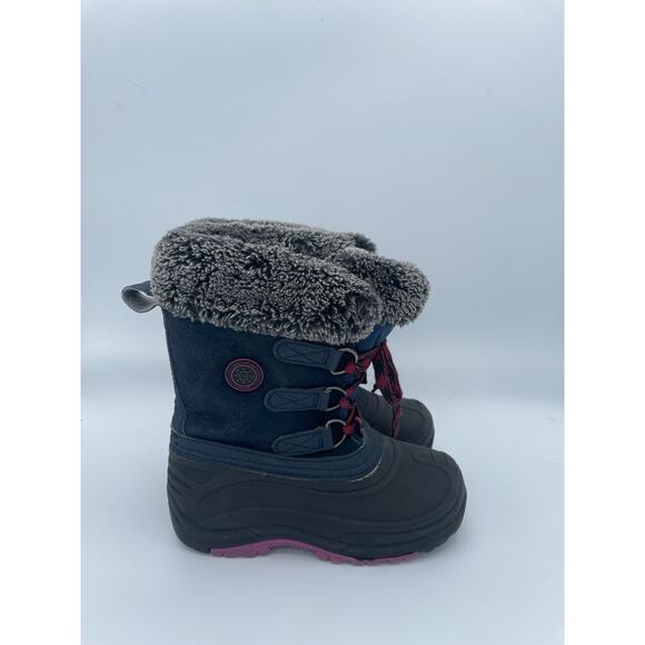 Girls Totes Jessica Winter Snow Boots Sz 1 Pink Waterproof Rubber Faux Fur Lined - Picture 2 of 8